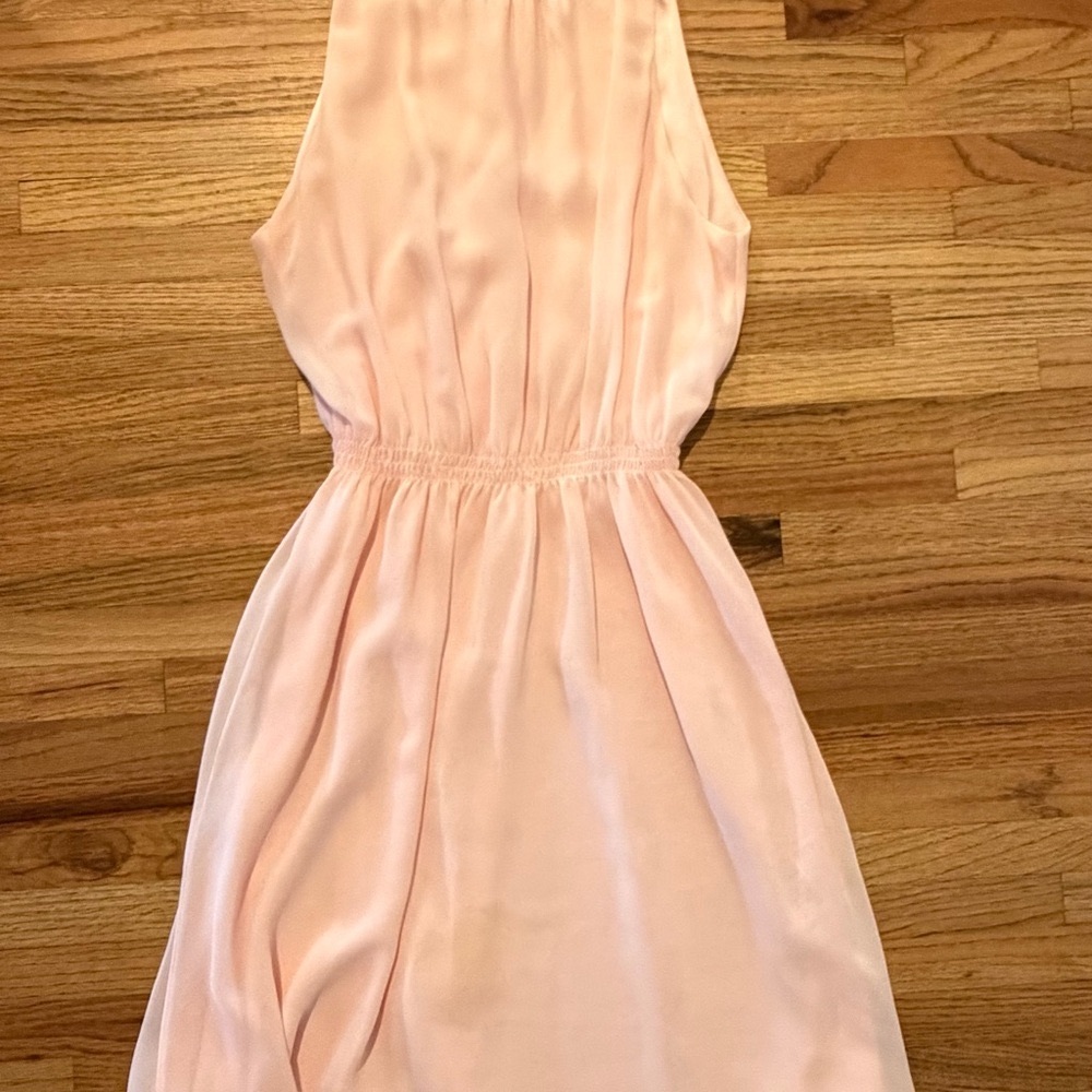 Blush Pink Sleeveless Halter Dress